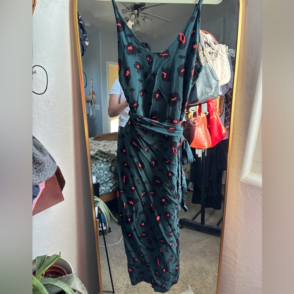 Green leopard print Wrap dress